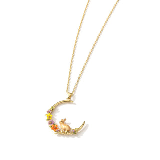 Flower Rabbit Hoop Necklace