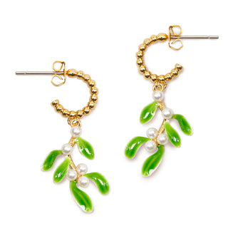 Mistletoe Hoop Drop Earrings