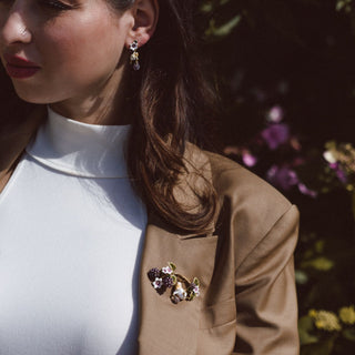 Blackberry & Mouse Brooch on model