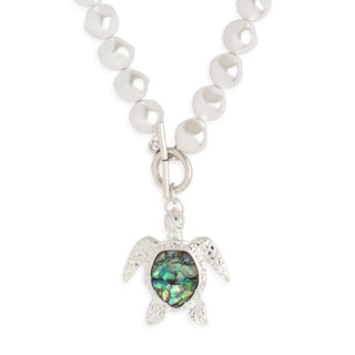 Turtle Round T Bar Necklace - Silver