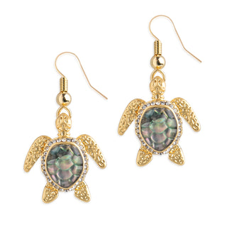 Small Turtle Drop Earrings - Gold