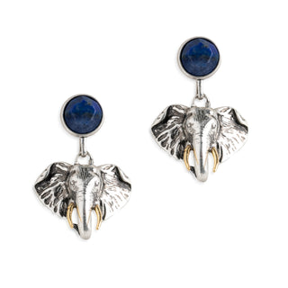 Elephant Head and Lapis drop earrings