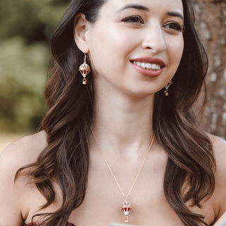 Hot Air Balloon Pendant Necklace and Earring Set