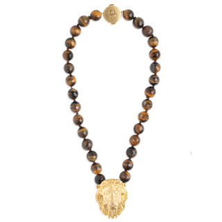 Lion Head and Tigers Eye Statement Necklace