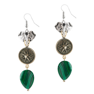 Savannah  Elephant Coin Drop Earrings