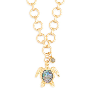 Turtle Round Chain Necklace - Gold