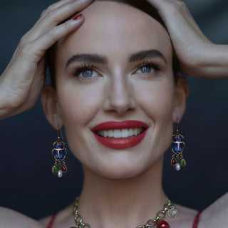 Statement Beetle Charm Drop Earrings