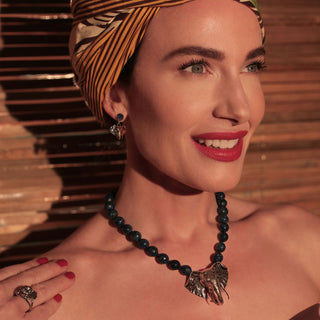 Elephant Head and Lapis Statement Necklace