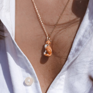 Cute Enamelled Fox Pendant from Woodland Collection