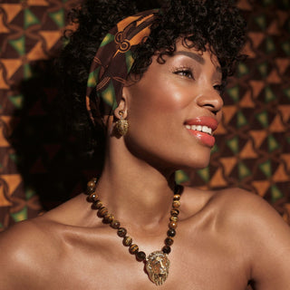 Lion Head and Tigers Eye Statement Necklace