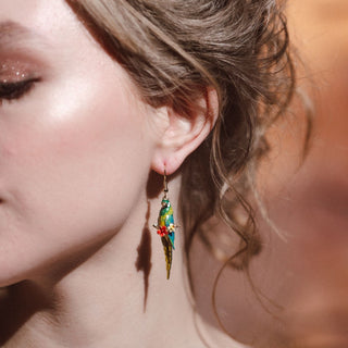 Parrot Drop Earrings - Blue
