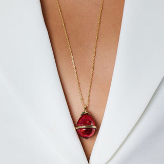 Red Christmas Locket on a gold chain