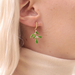 Mistletoe Hoop Drop Earrings