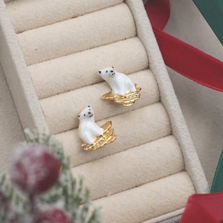 Polar Bear Stud Earrings