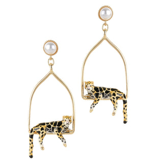 Clouded Leopard Triangle Hoops - Pre-Order