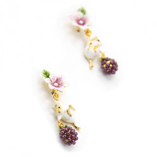 Blackberry & Mouse Earrings with hand-finished enamel