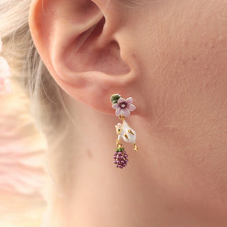 Delicate Blackberry & Mouse Drop Earrings