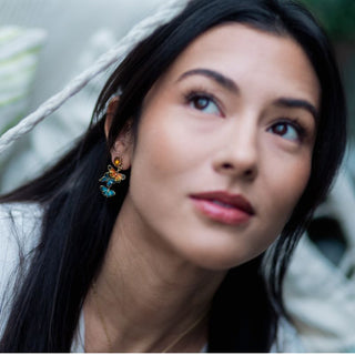 Cascading Enamel Butterfly Drop Earrings