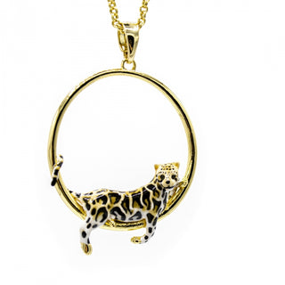 Clouded Leopard Hoop Necklace