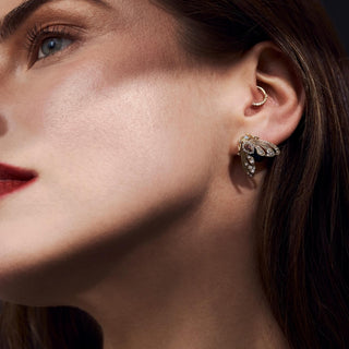 Bejewelled Moth Stud 18ct Gold Plated Antique finish Earrings