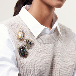 Bejewelled Moth Brooches on model