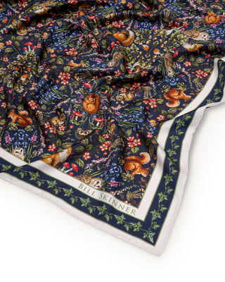 Forest Friends Print Scarf - Navy