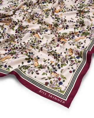 Blackberry & Mouse Print Scarf - Ivory