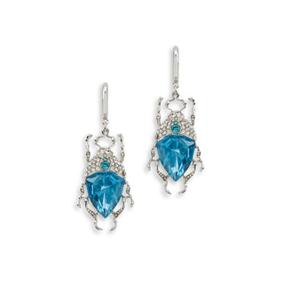 Vintage Blue Bug Drop Earrings