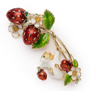 Strawberry & Mouse Brooch