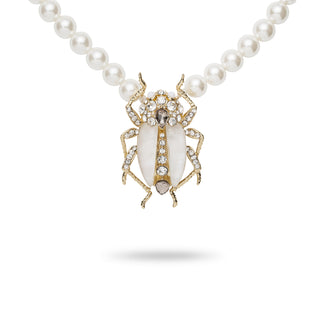 Bejewelled Beetle Pearl Necklace - MOP