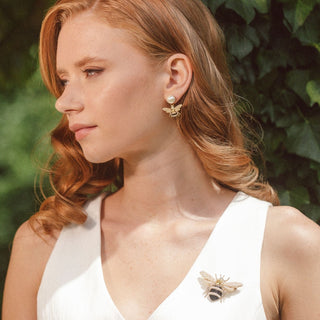 Bejewelled Pearl Bee Brooch