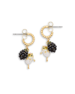 Blackberry & Mouse Beaded Hoop Earrings