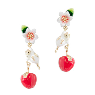 Apple Blossom & Mouse Drop Earrings