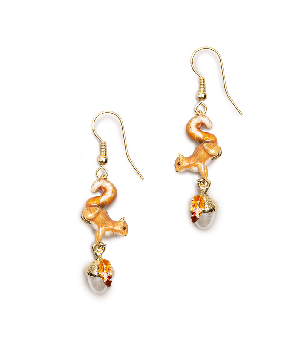 Squirrel & Acorn Drop Earrings – Bill Skinner Studio