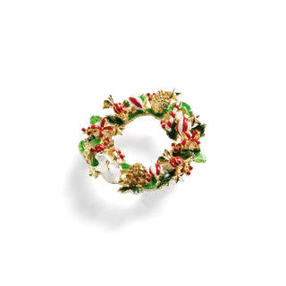Christmas Mouse in the Wreath Brooch