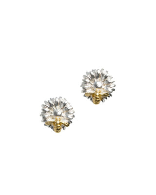 Flower And Bee Stud - Two Tone
