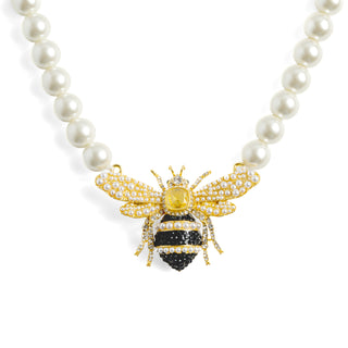 Bejewelled Pearl Bee Necklace