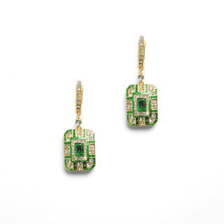 Emerald Art Deco Drop Earrings