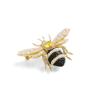 Bejewelled Pearl Bee Brooch