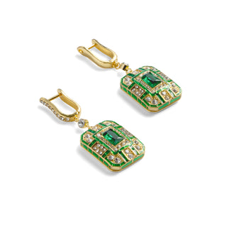 Emerald Art Deco Drop Earrings
