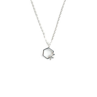 Hex Bee Pendant - Silver