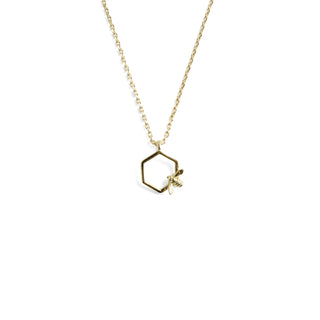 Hex Bee Pendant - Gold