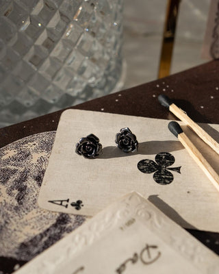 Gun Metal Dark Rose Studs