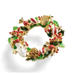 Christmas Mouse in Wreath Brooch