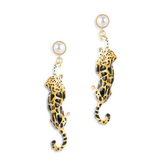 Clouded Leopard Drop Earrings