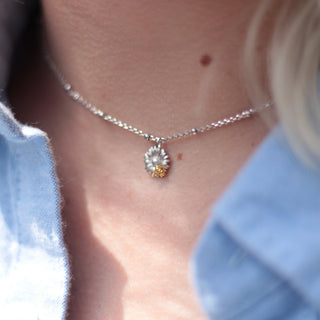 Flower And Bee Pendant - Two Tone