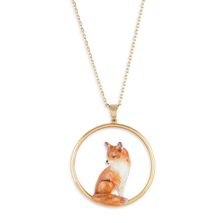 Fox Hoop Pendant Necklace