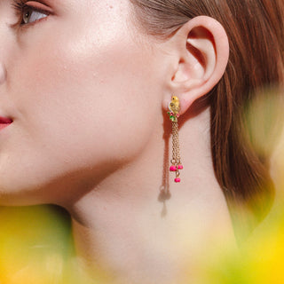 Goldcrest Golden Song Drop Earrings style shot
