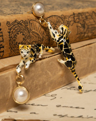 Clouded Leopard Drop Earrings