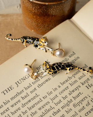 Clouded Leopard Drop Earrings
